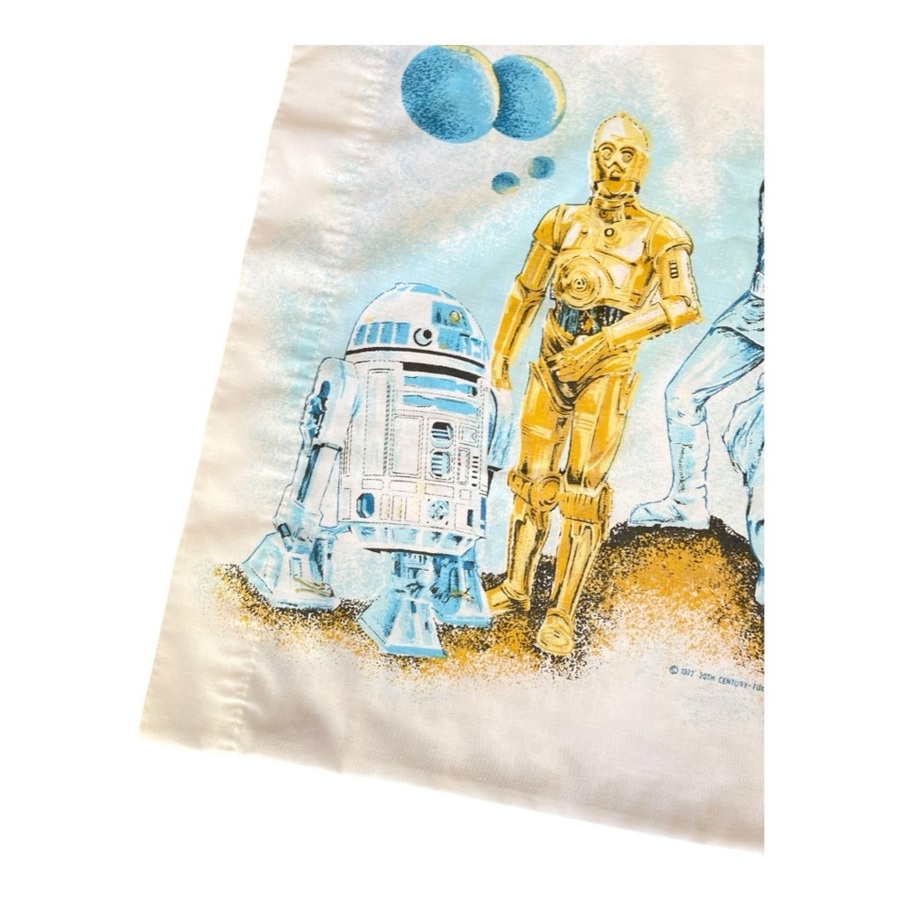Vintage Star Wars Pillow Case Standard 1977 Muslin Luke R2D2 Leia - Picture 6 of 7